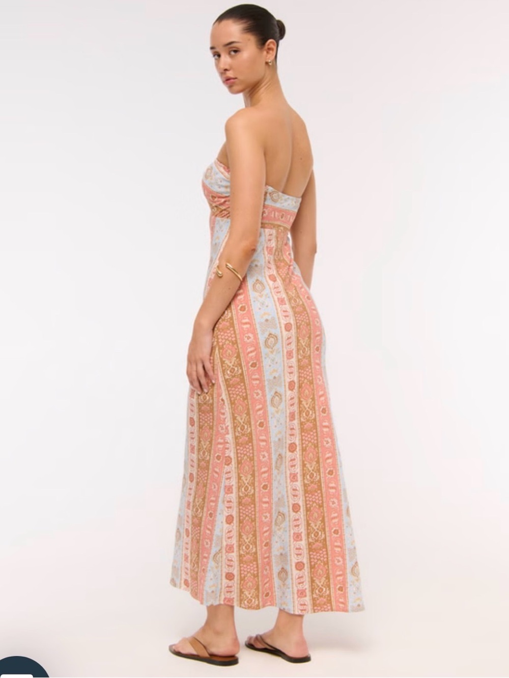 NWT Abercrombie & Fitch A&F Strapless Knotted Maxi Dress M multicolor print - Picture 2 of 10